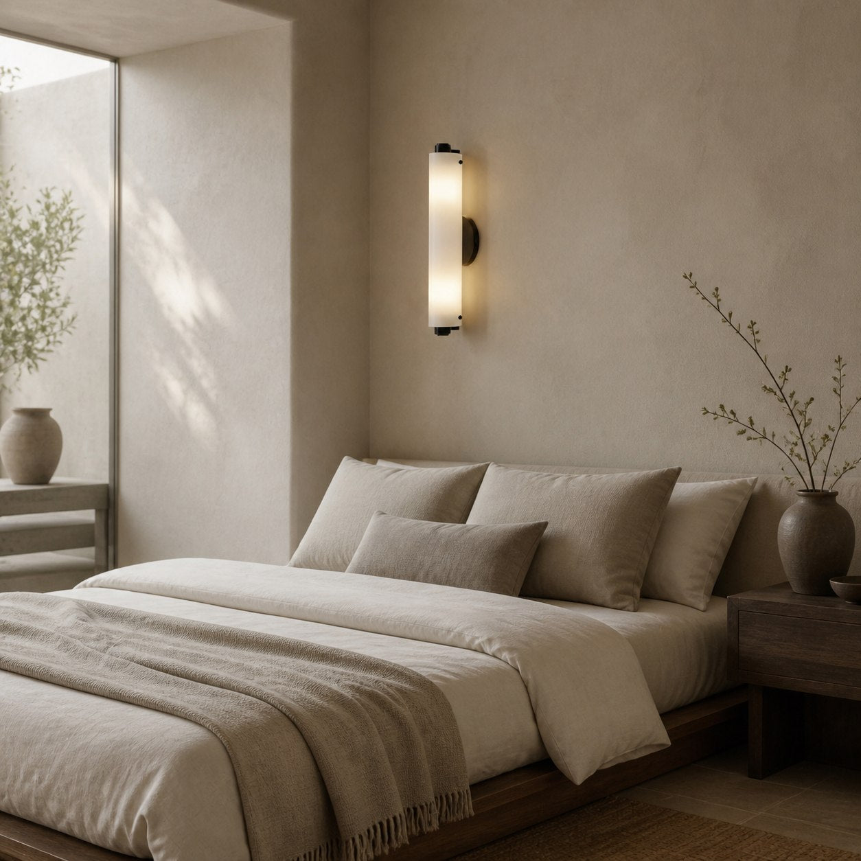 Moderne Glaswandleuchte von Vilonass – Längliches, minimalistisches Design für Innen- und Außenbereiche