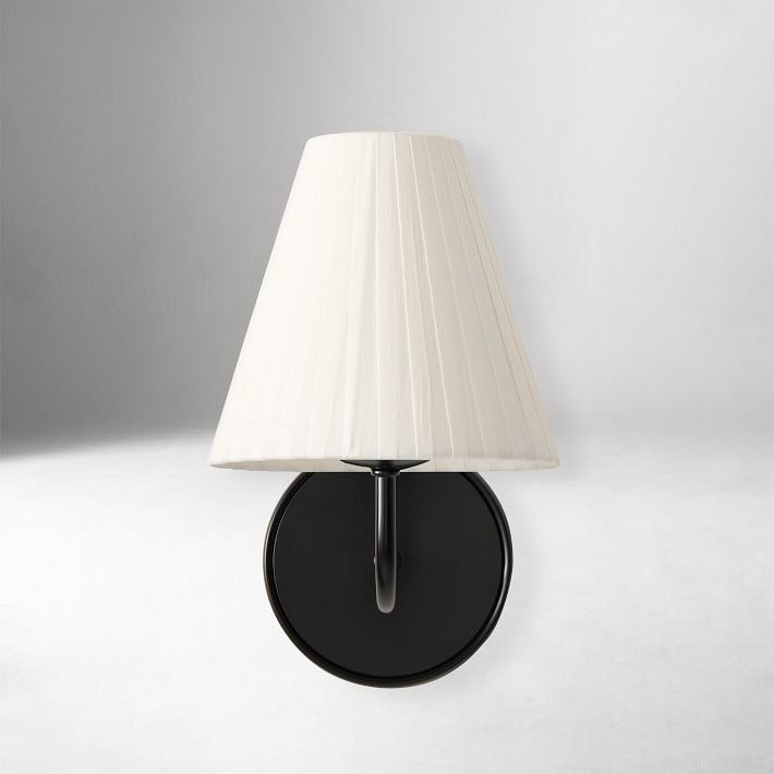 Fibura Contemporary Metal Sconce with Soft Linen Shade Subtle Silhouette for Living Rooms and Corridors
