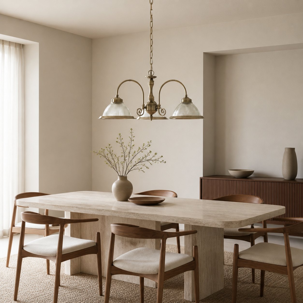 TF Vintora Pendelleuchte aus geripptem Glas – Elegante Metallumrandung für Küchen, Essbereiche und Flure