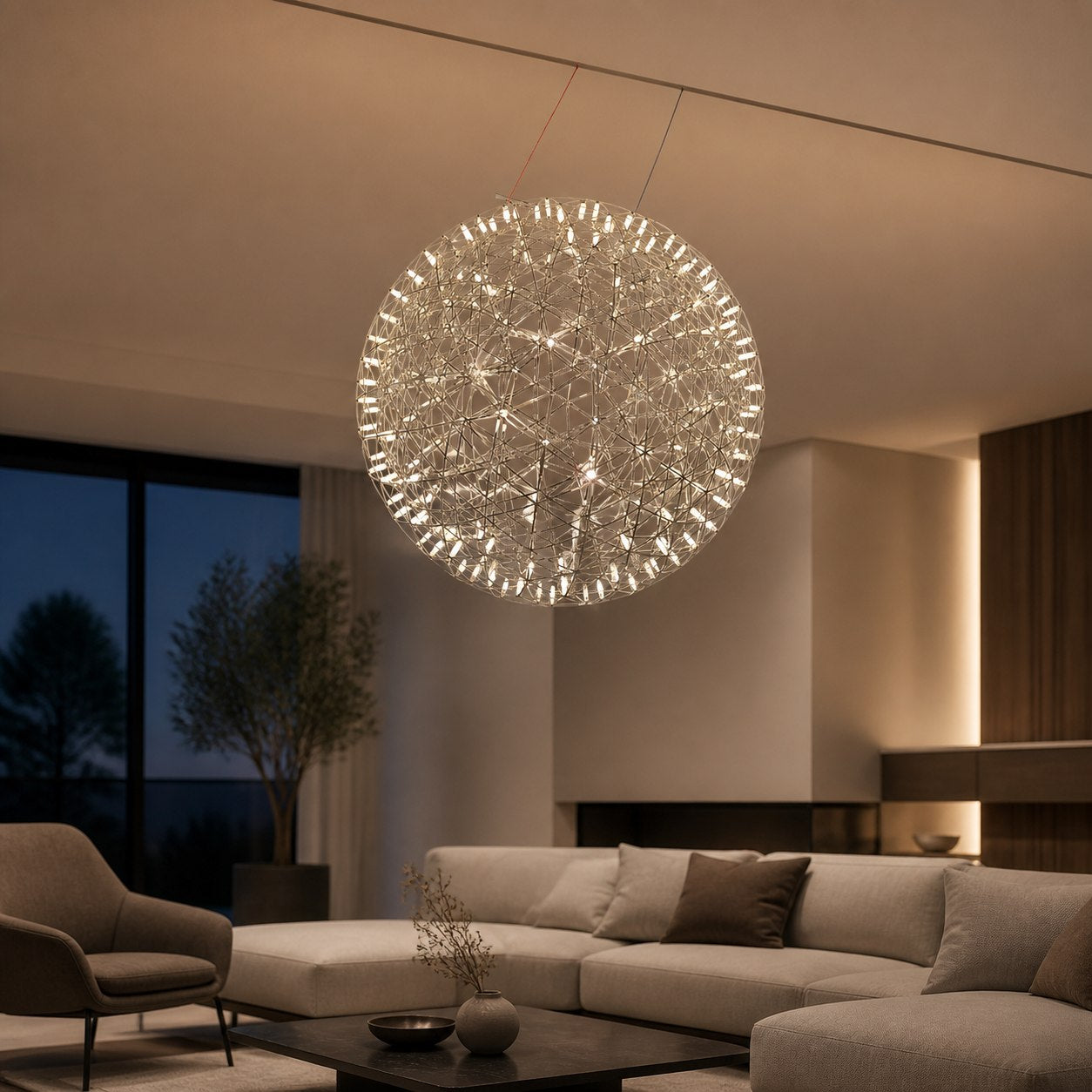 Silver Spark Ball Pendant Light