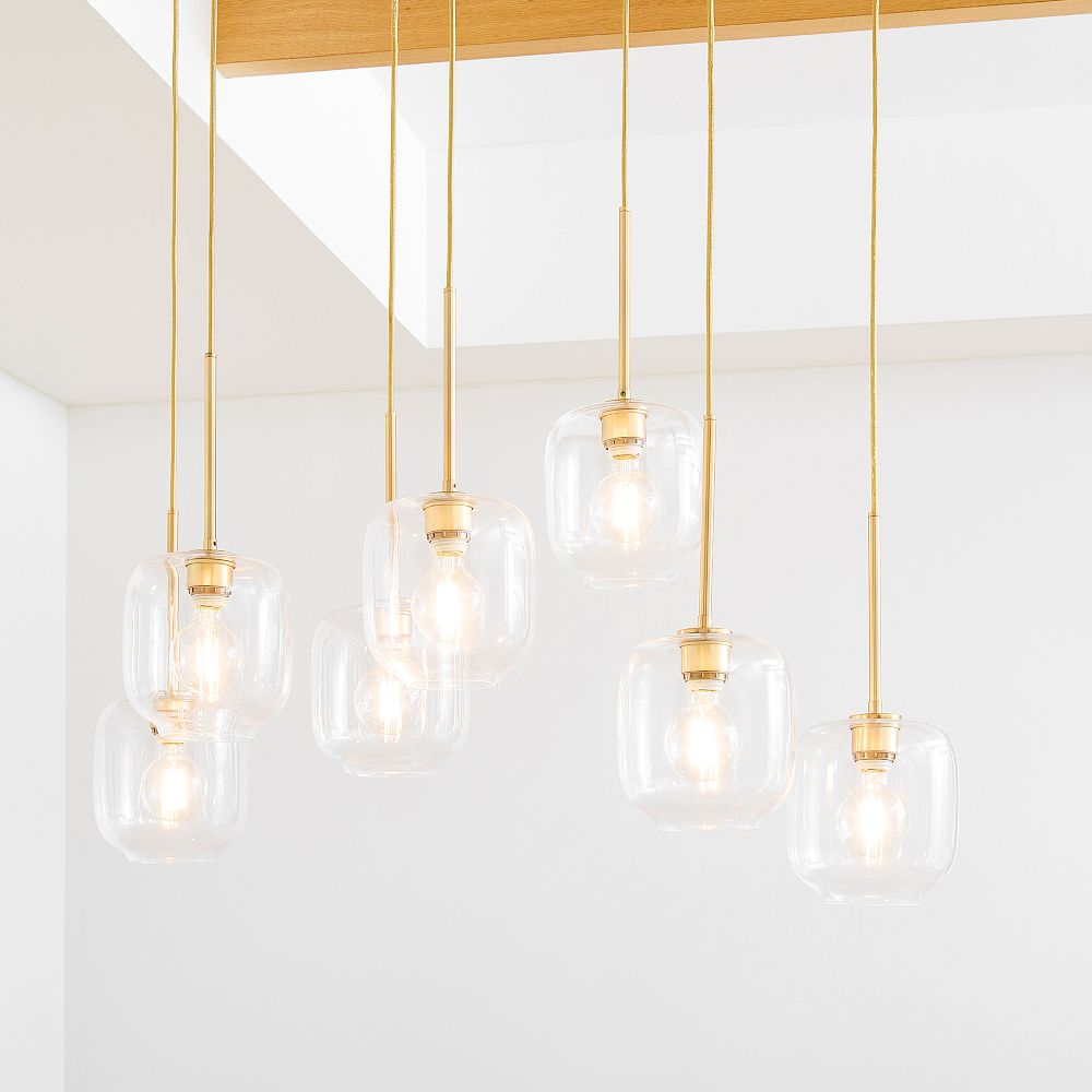 Lumivelle Sculptural 7-Light Chandelier – Adjustable Height Modern Glass Pendant