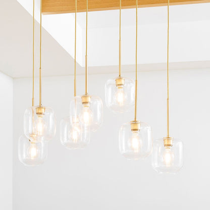 Lumivelle Sculptural 7-Light Chandelier – Adjustable Height Modern Glass Pendant