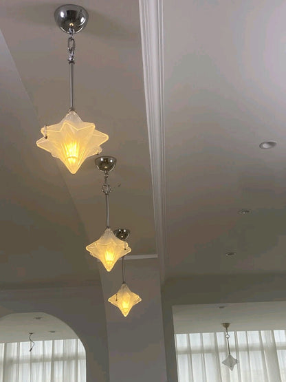 Art Deco Astris Elara Star Pendant Light – Frosted Glass Pendant with Geometric Style