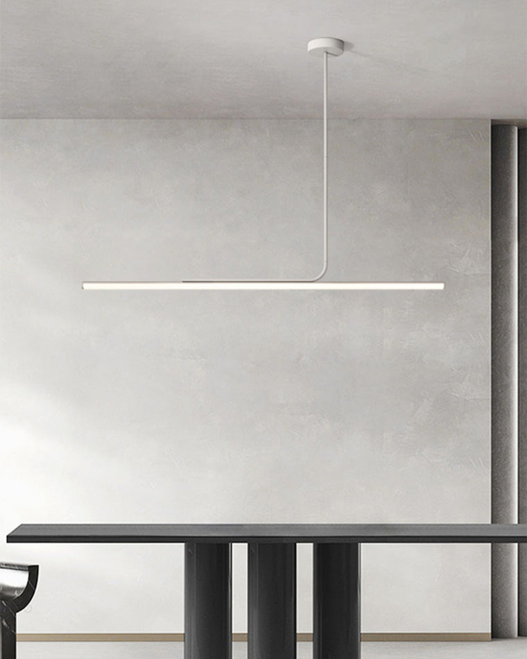 Schlanke asymmetrische lineare Pendelleuchte Schwarz-Weiß-Finish Deckenleuchte