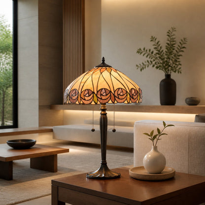 TF Hutchinson Art-Glass Tiffany Style Table Lamp – Handcrafted Design for Home and Office