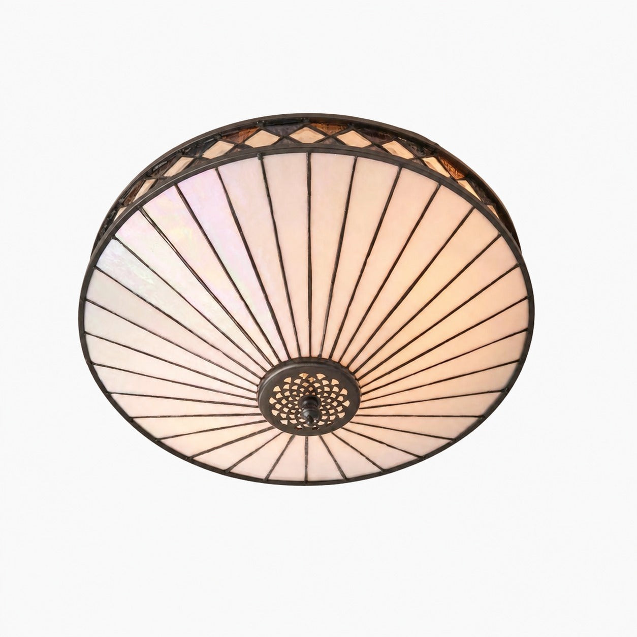 TF Fargo Geometrische Deckenleuchte – Handgefertigte Art-Deco-Lampe aus Buntglas für den Eingangsbereich
