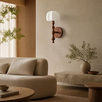 Savara Moderne Wandleuchte mit gebogenem Sockel – Sanfter, diffuser Stoffschirm für Flure und Wohnzimmer