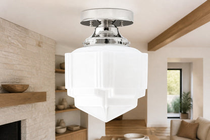 Geotower Glas Art Deco Deckenleuchte - Glasleuchte - Elegante Wohnbeleuchtung