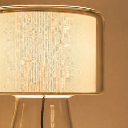 Natural Glass Table Lamp With Fabric Shade