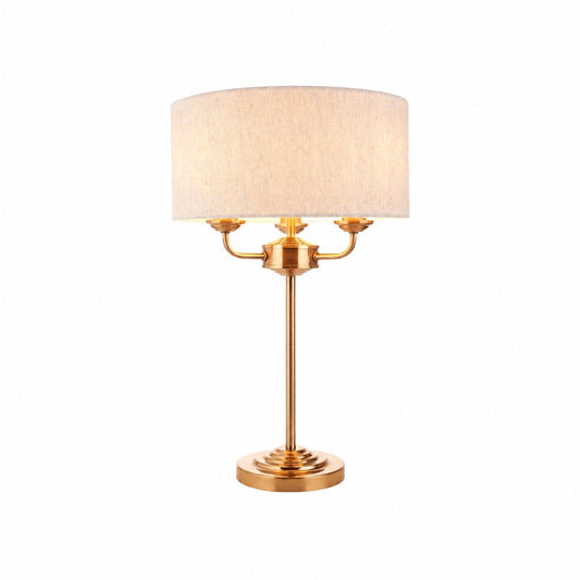 Tela 1‑Light and 3‑Light Table Lamp – Modern Linen & Metal for Bedside or Living Room