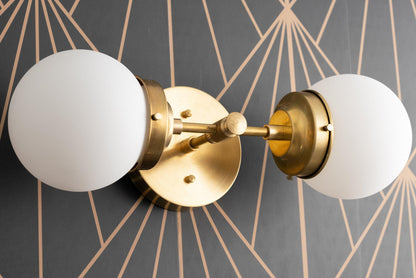 Lumio Globe Modern Geometric Sconce - Two Light Bathroom Vanity Lighting