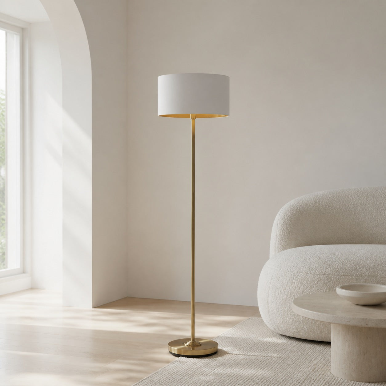 Tela Drum Shade Floor Lamp - Contemporary Fabric Standing Lamp for Home Office