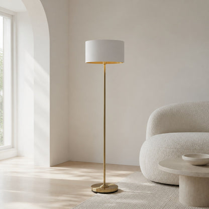 Tela Drum Shade Floor Lamp - Contemporary Fabric Standing Lamp for Home Office