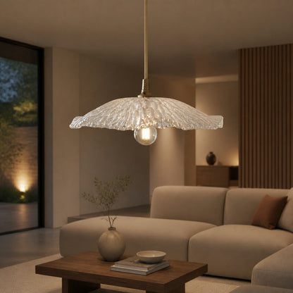 Floriaxis Floral Glass Pendant Light — Floral Glass Shade with Braided Cable for Kitchen or Dining