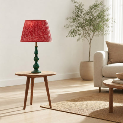 Grainora Table Lamp with Wooden Grain Base – Fabric Lampshade for Living Rooms