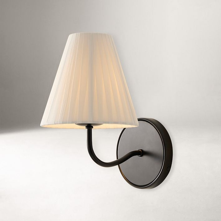 Fibura Contemporary Metal Sconce with Soft Linen Shade Subtle Silhouette for Living Rooms and Corridors