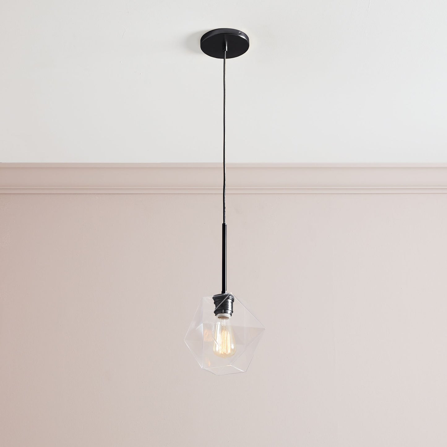 Talvior Faceted Pendant Light – Adjustable Glass Light Fixture