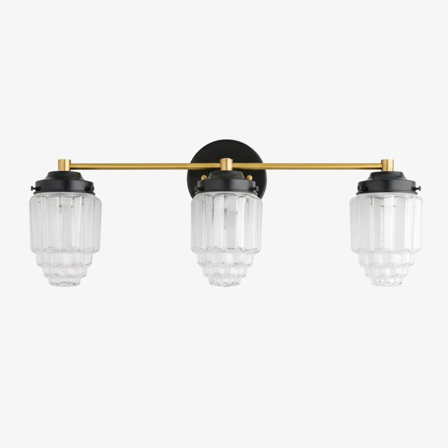 Tierlux Glass Vanity Light - Art Deco Bathroom Fixture with Skyscraper Shades