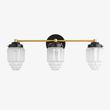 Tierlux Glass Vanity Light - Art Deco Bathroom Fixture with Skyscraper Shades