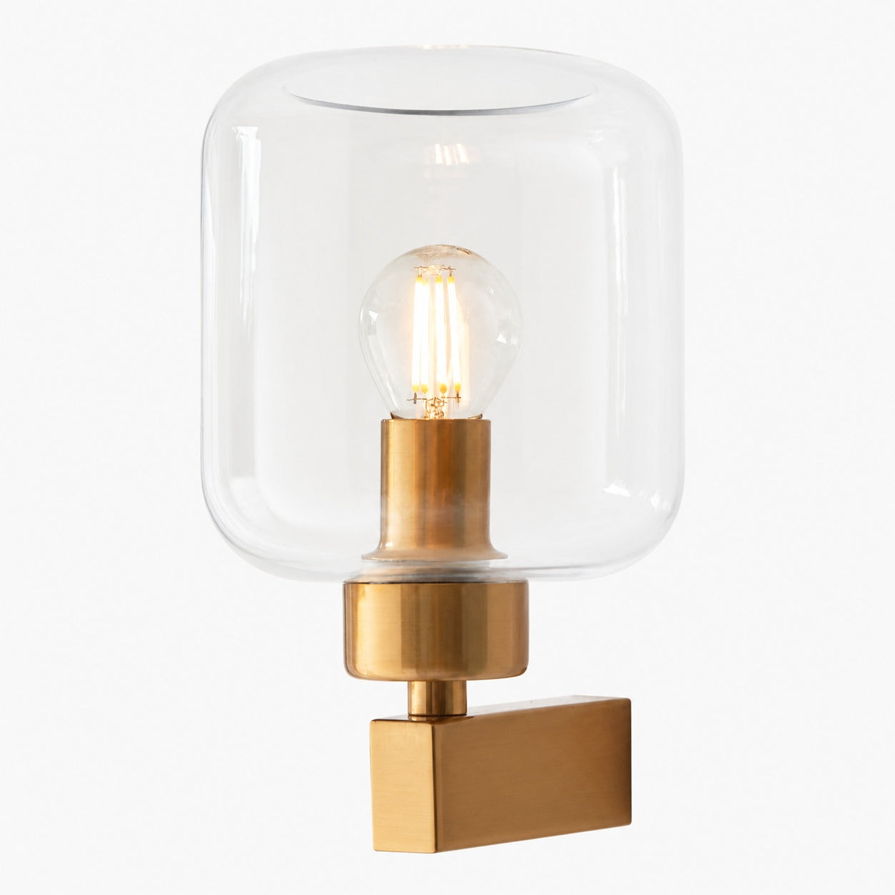 Korlisse Modern Marble Wall Light - Vintage Brass & Clear Glass Accent for Living Room and Hallway