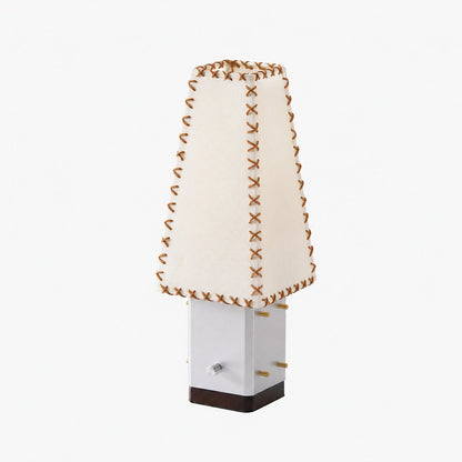 Modern Geometric Metal Table Lamp – Parchment Shade for Bedroom Nightstand Lighting