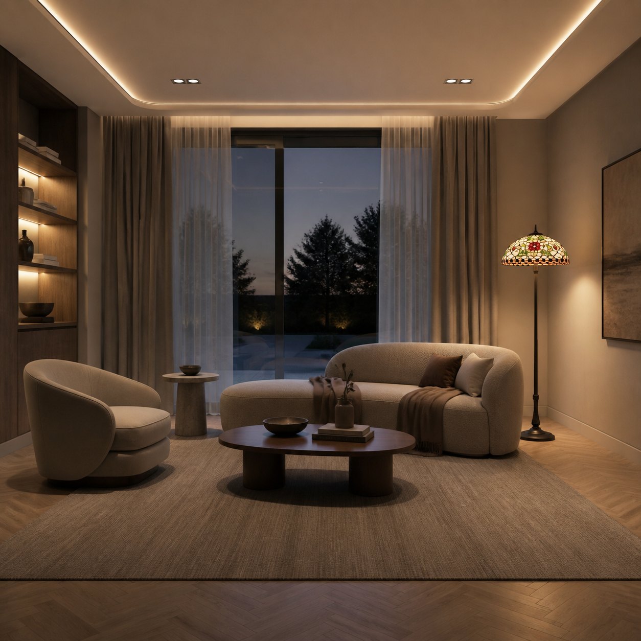 TF Angelique Style Floor Lamp – Handcrafted Glass Shade with Warm Ambience