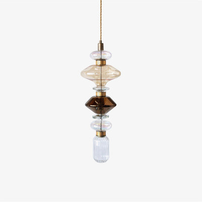 Minimalistische Ballett-Pendelleuchte - Eisen-Metall-Glas-Gold-Bernstein-Innenbeleuchtung