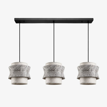 Style B gray travertine stone pendant light with three heads