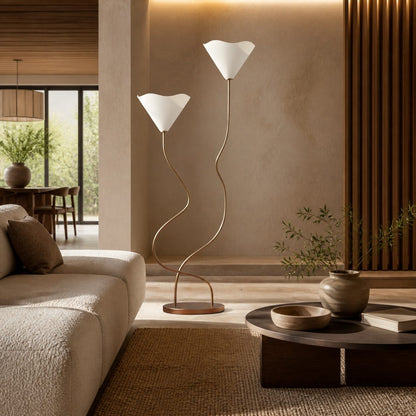 Kysara Floor Lamp - Dual-Stem Floral Design are Suitable for Placement in the Living Room or Bedroom or Study