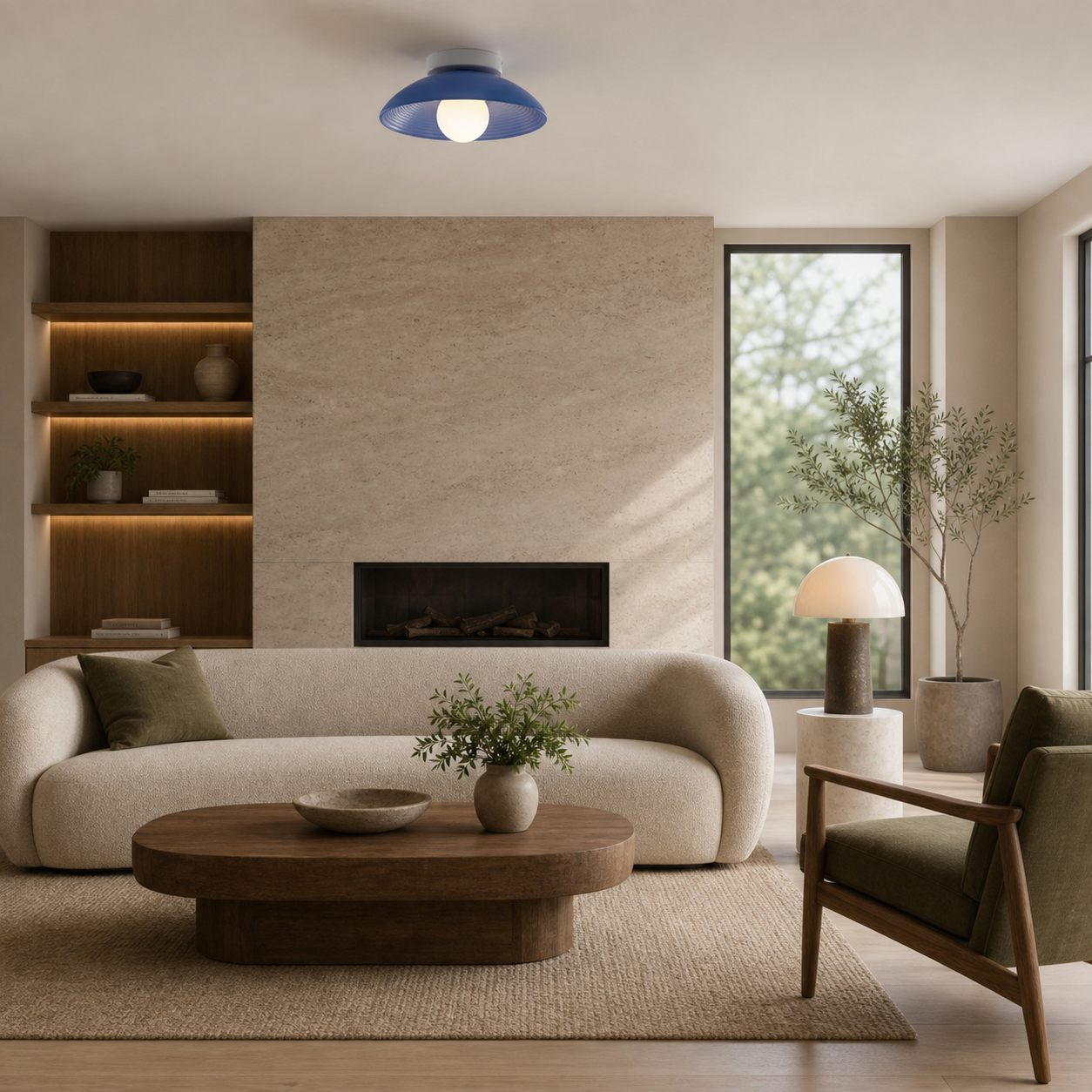 Ovalune Organic Textured Ceiling Light Sculptural Design Flush Mount - Modern Style for Living Room