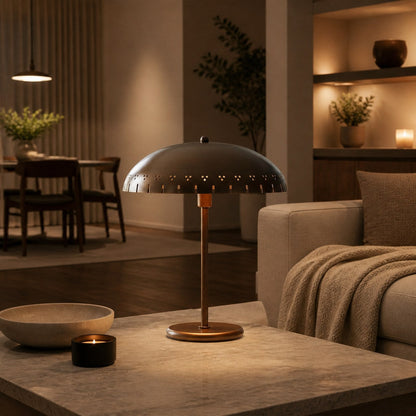 Lustrona Perforated Shade Brass Desk Lamp – Modern Vintage Accent Light