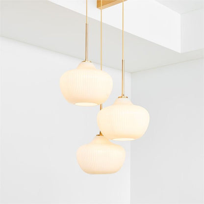Rivrona Ribbed Glass 3-Light Chandelier - Sculptural Modern Lighting for Home