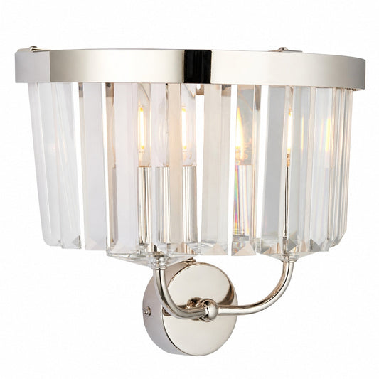 Beveline Faceted Clear Cut Glass Wall Light - Classic Metal Sconce for Hallway and Living Room