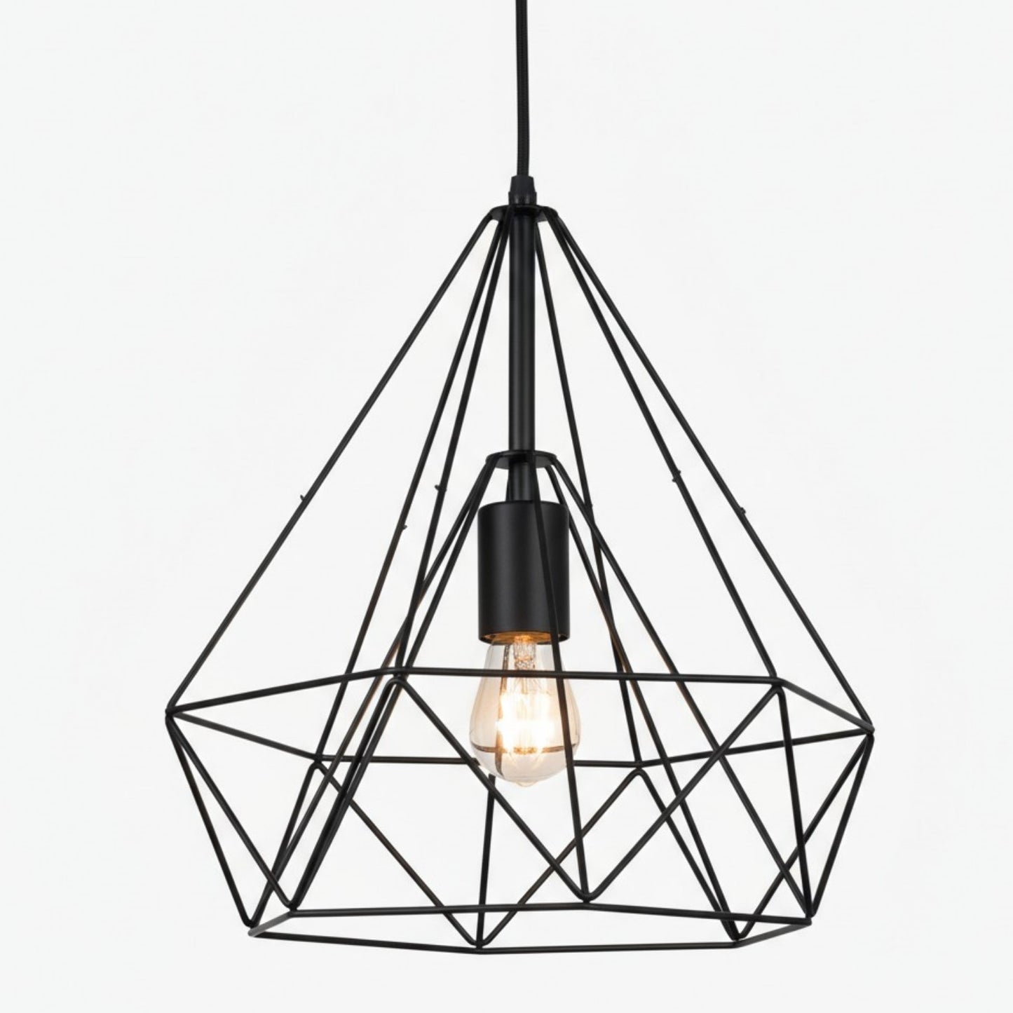 Skeletal Open Frame Pendant Light - Industrial Metal Pendant Lamp for Interior Lighting or Workspace