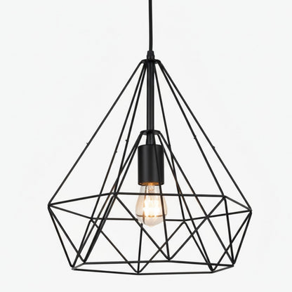 Skeletal Open Frame Pendant Light - Industrial Metal Pendant Lamp for Interior Lighting or Workspace