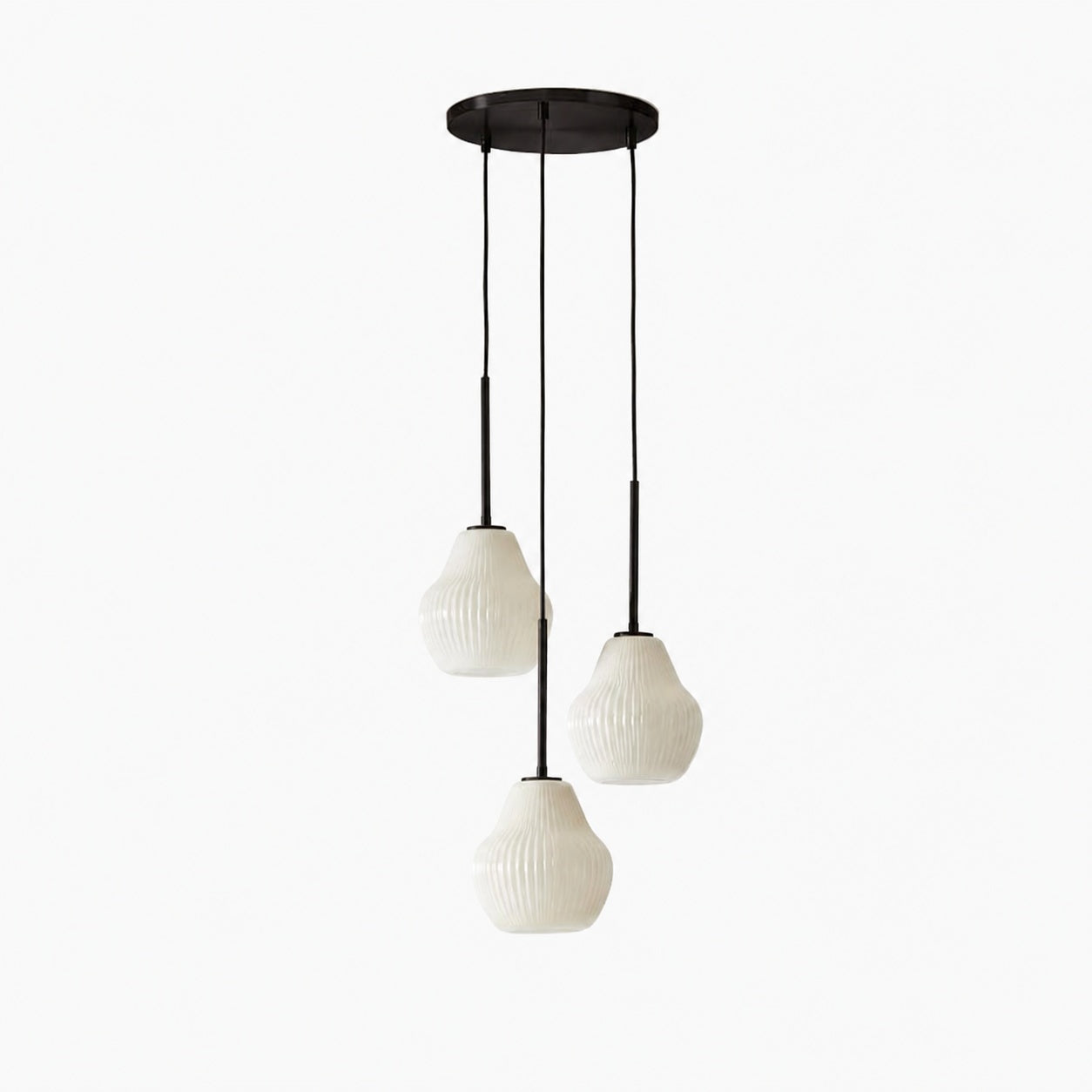 Rivrona Kronleuchter aus geripptem Glas mit 3 Lichtern – Skulpturale moderne Beleuchtung für Zuhause