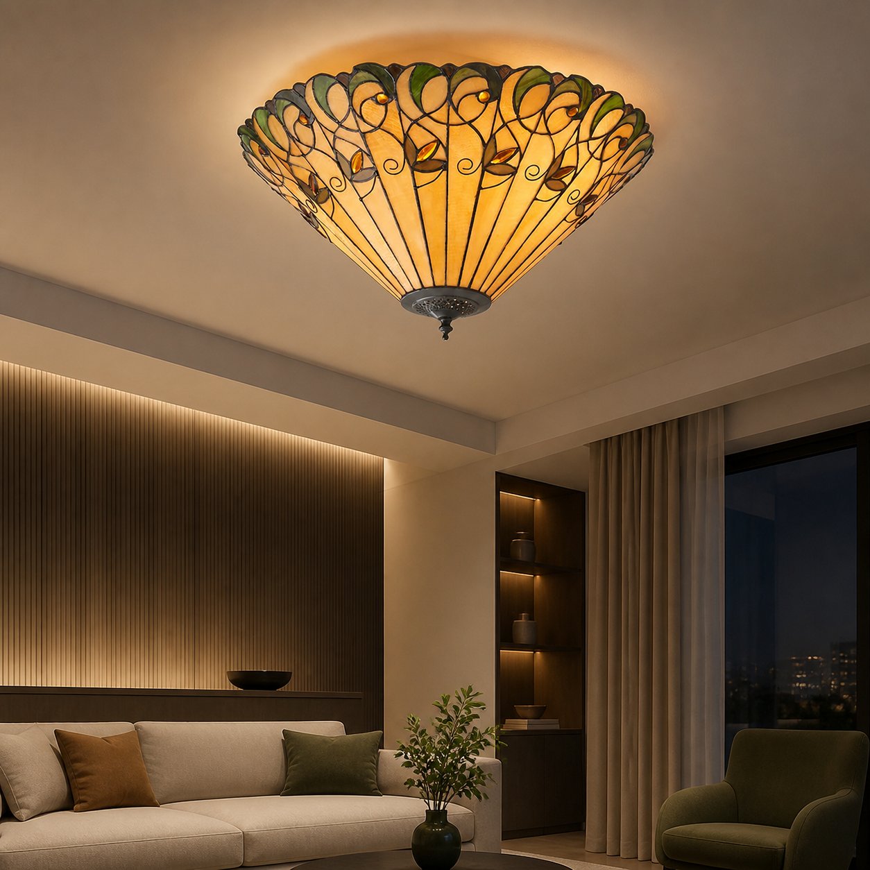 TF Jamelia Light - Decorative Art Glass - Flush Mount Timeless Style for Hallway