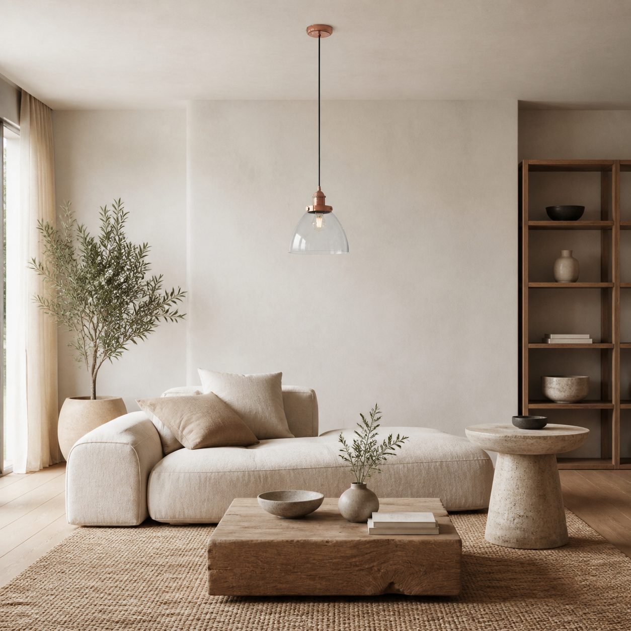 Novera Art Deco Kuppel-Hängeleuchte mit verstellbarer Höhe und Glasschirm - Wohnzimmer
