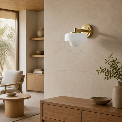 Zirvos Retro-Wandleuchte mit kugelförmigem Glasschirm – Elegante Wandleuchte in Messingoptik für Flure