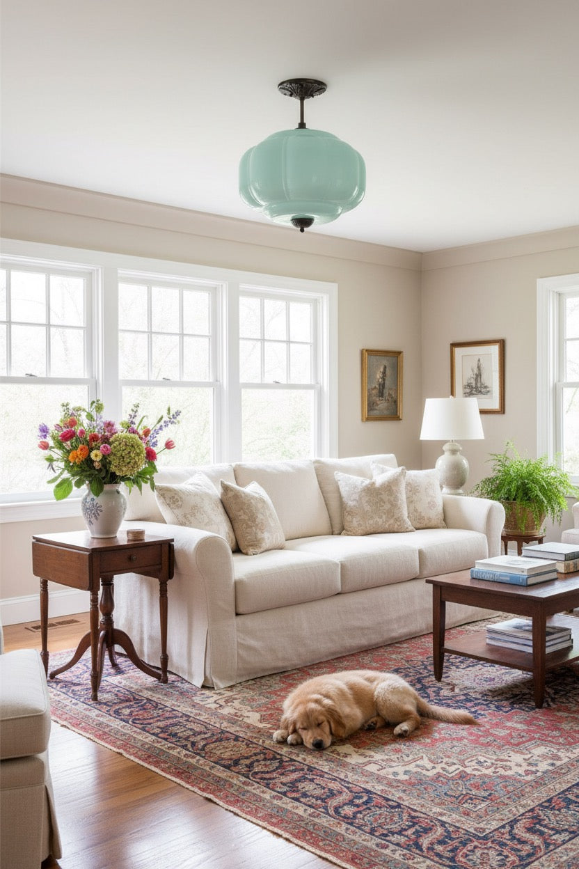 Eloise Pendant Light - Vintage Milk Glass Pendant Light