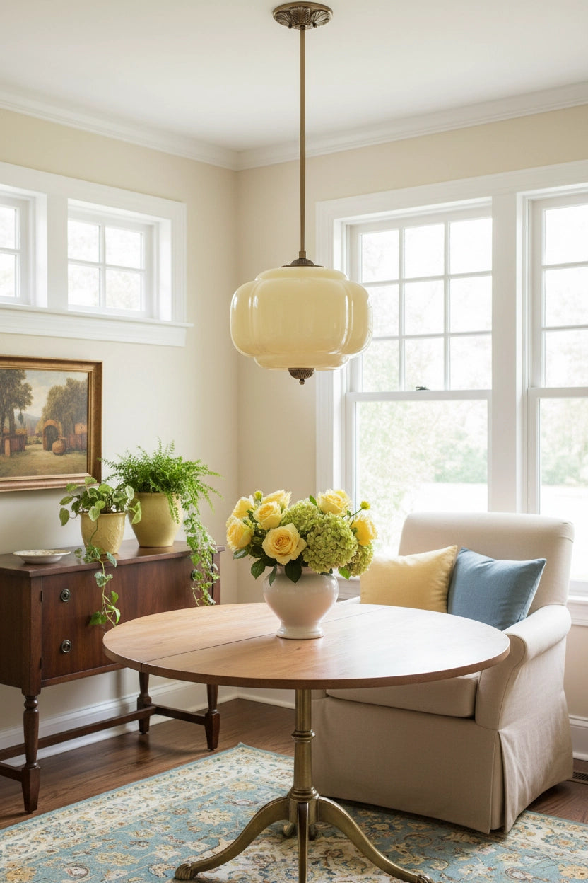 Eloise Pendant Light - Vintage Milk Glass Pendant Light