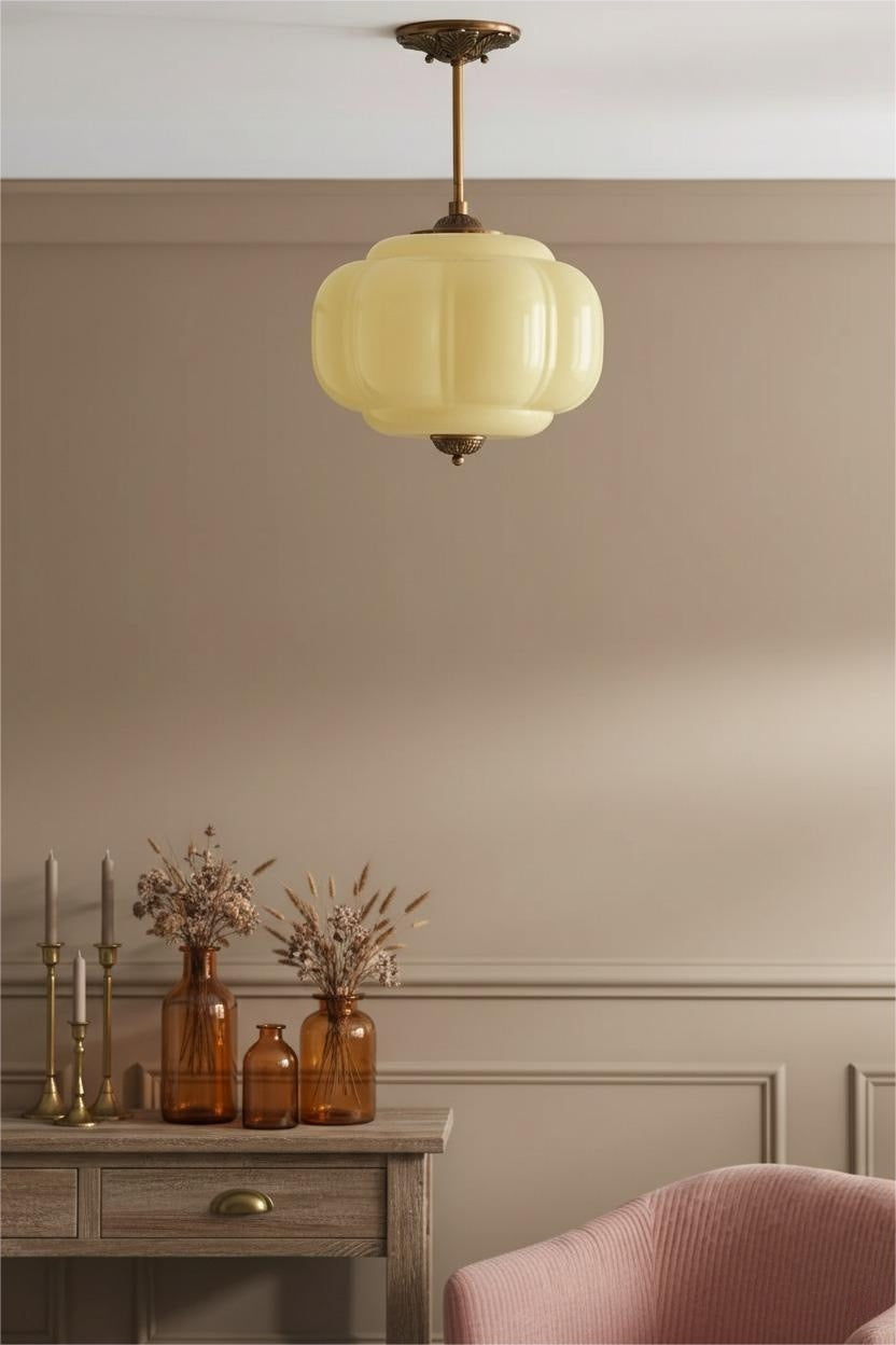 Eloise Pendant Light - Vintage Milk Glass Pendant Light