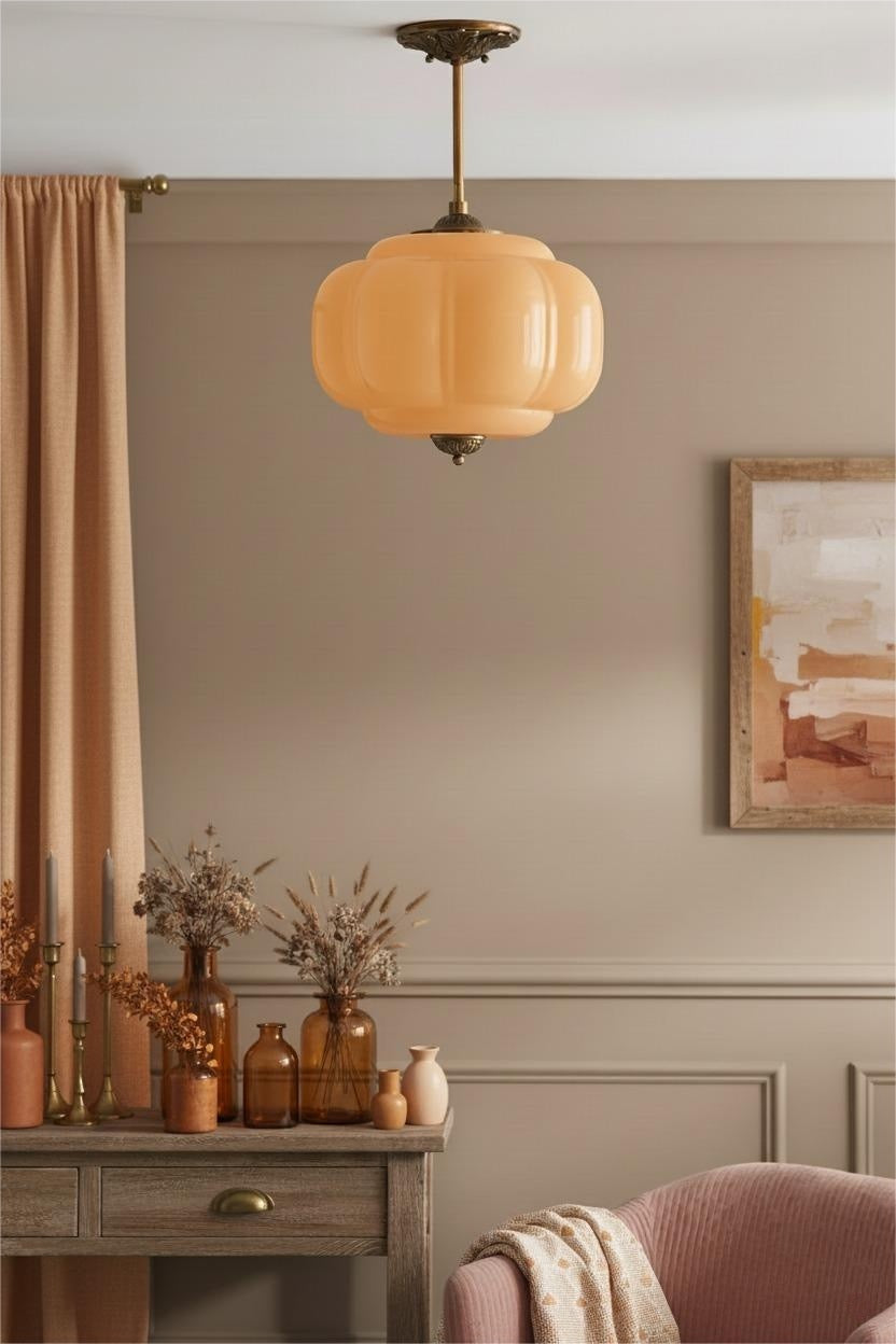 Eloise Pendant Light - Vintage Milk Glass Pendant Light