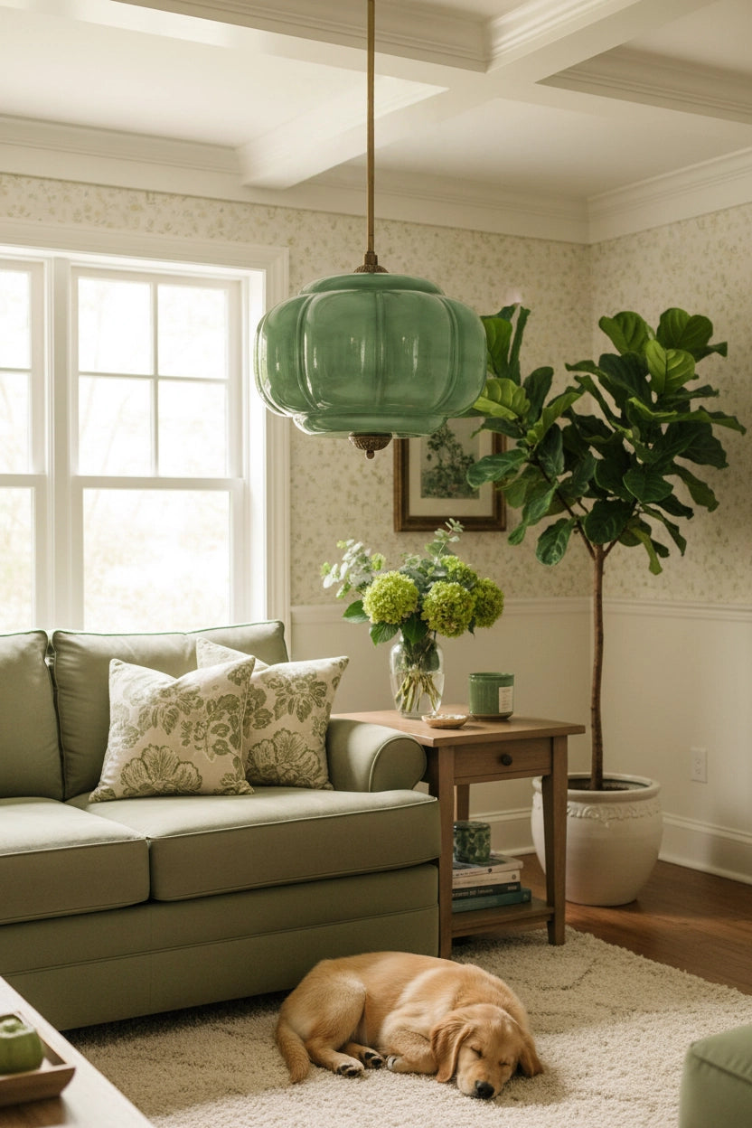 Eloise Pendant Light - Vintage Milk Glass Pendant Light