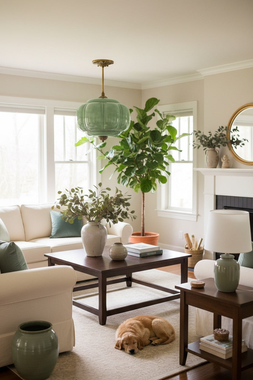 Eloise Pendant Light - Vintage Milk Glass Pendant Light
