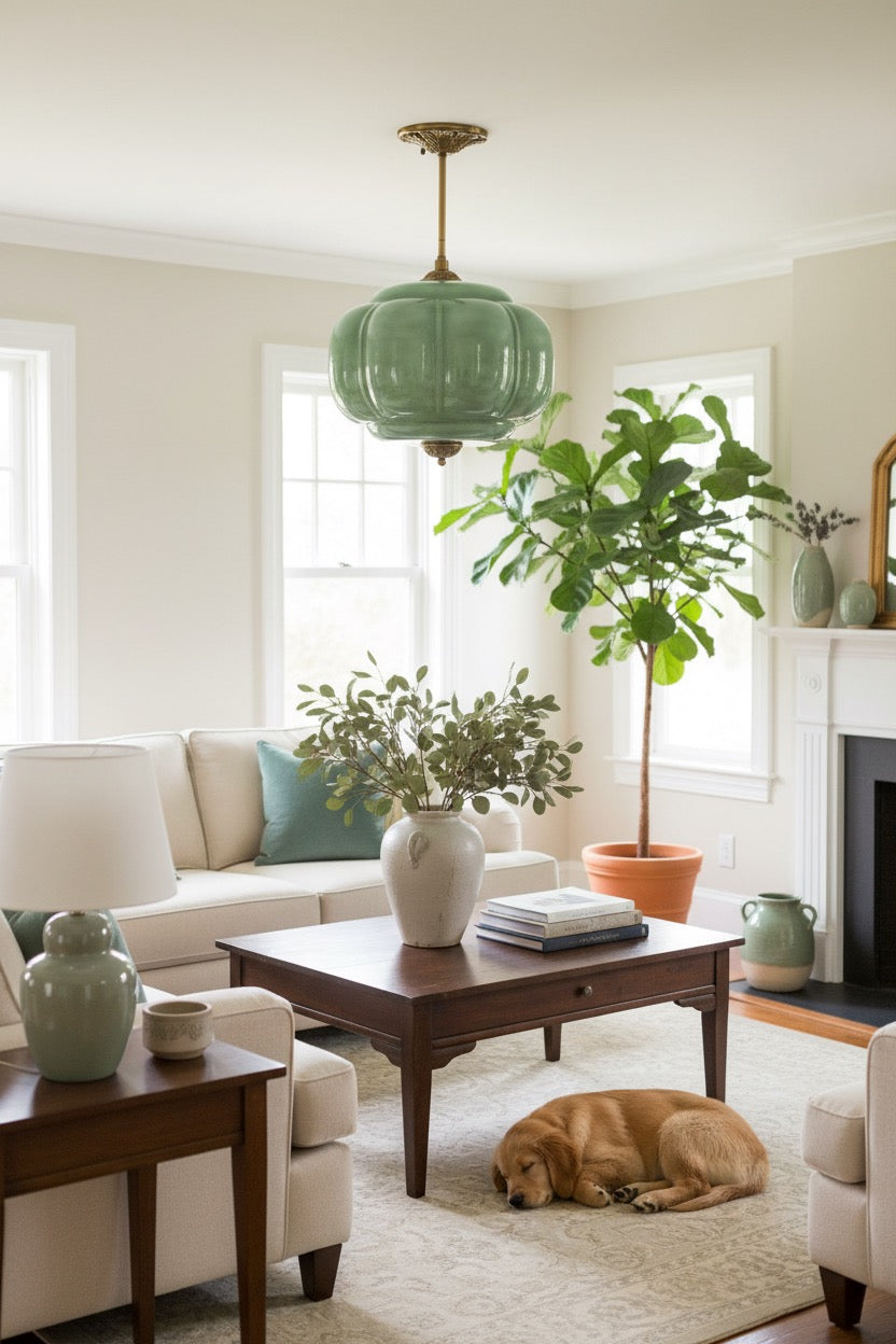 Eloise Pendant Light - Vintage Milk Glass Pendant Light