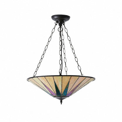 TF Dark Star Tiffany Ceiling Lamp – Stained Glass Star Design for Dining or Hall