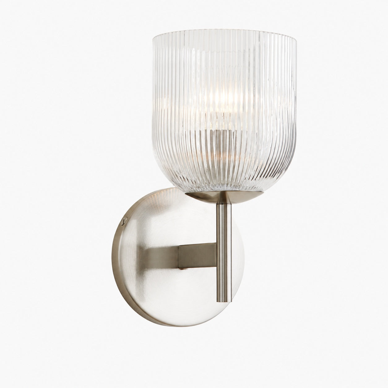 Bravira Wandleuchte aus geripptem Glas – Wandleuchte aus Metall mit klarem Glasschirm