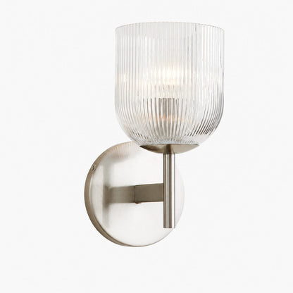 Bravira Wandleuchte aus geripptem Glas – Wandleuchte aus Metall mit klarem Glasschirm