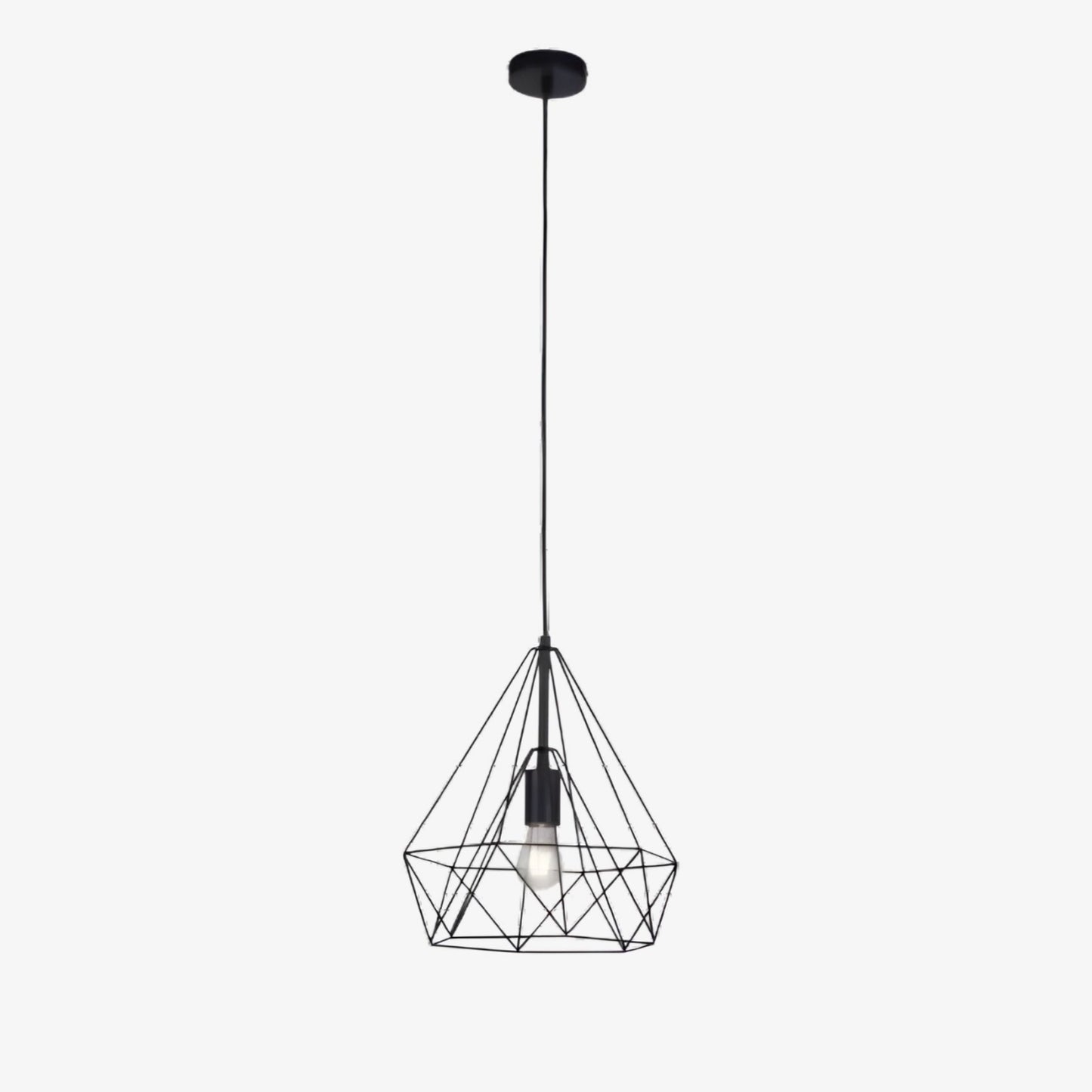 Skeletal Open Frame Pendant Light - Industrial Metal Pendant Lamp for Interior Lighting or Workspace